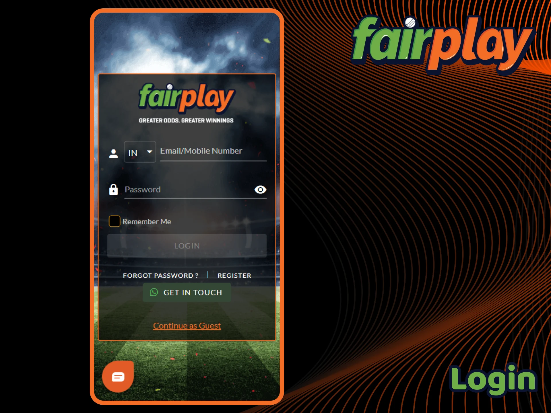 Install the FairPlay app and log in to your account to start betting.