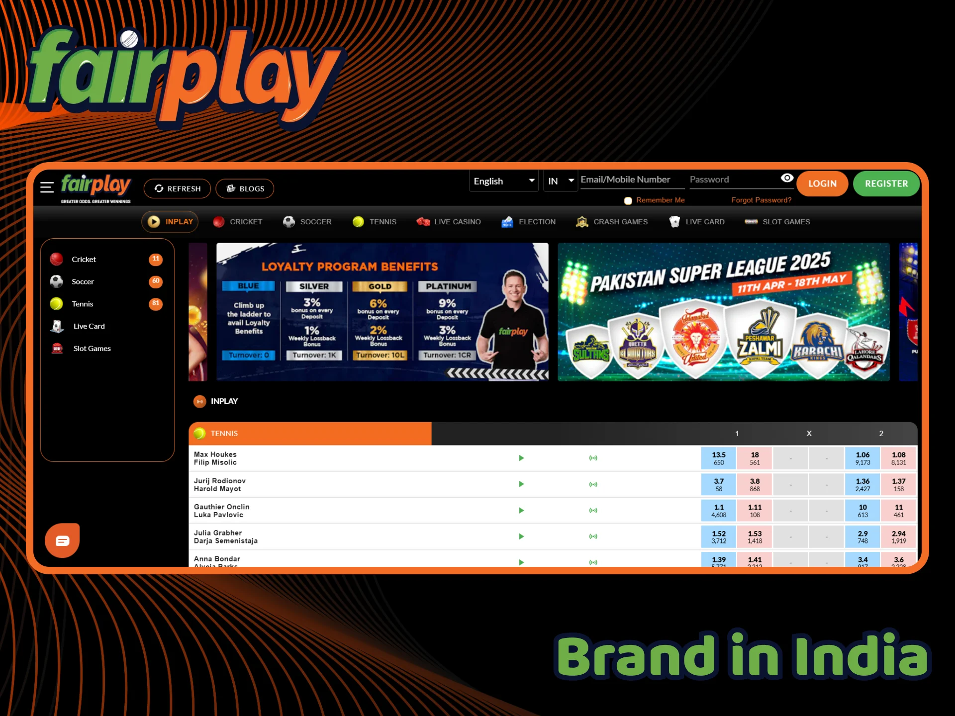 FairPlay is a trusted bookmaker for Indian players.