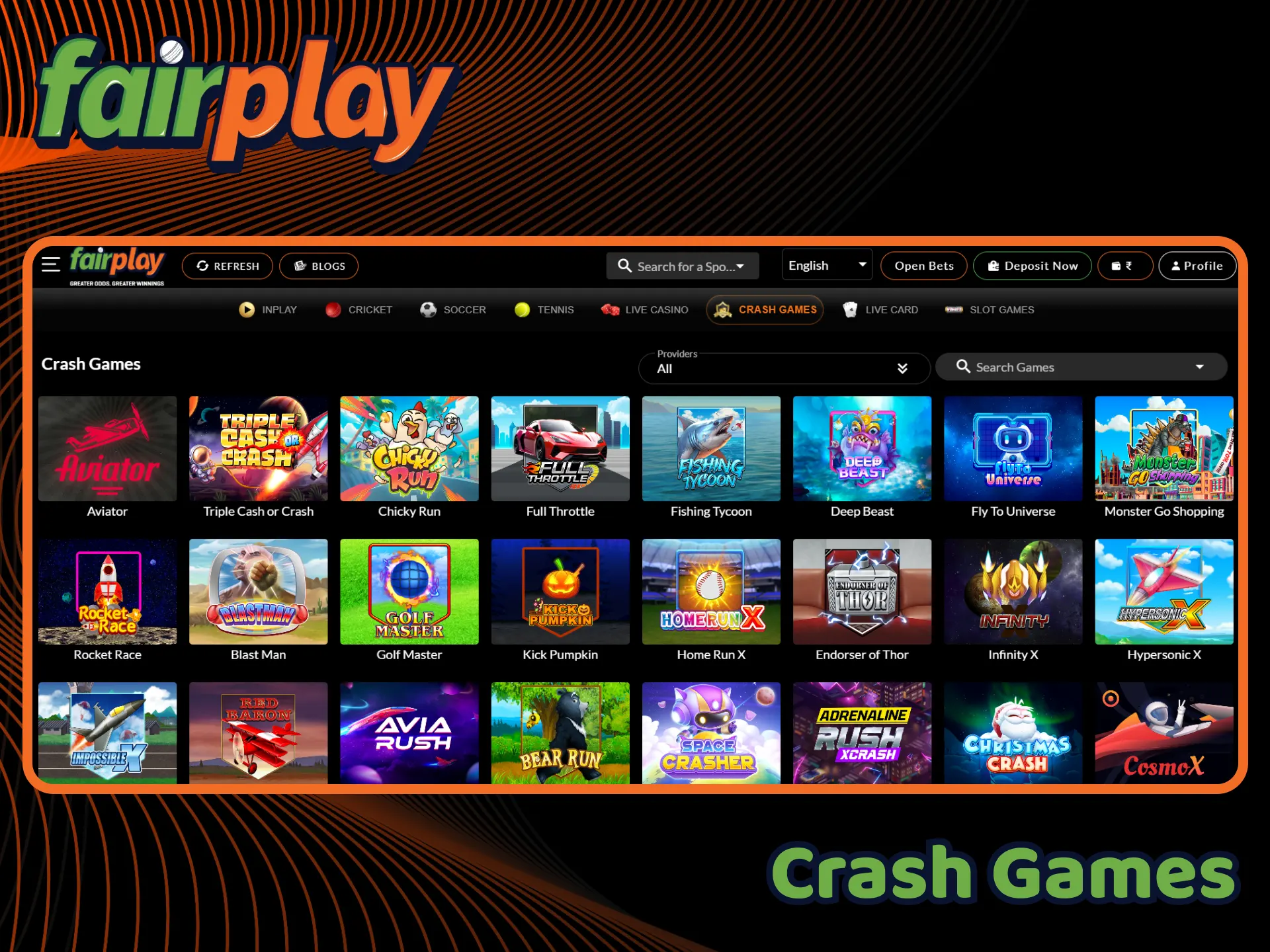 Play crash games on the FairPlay platform.