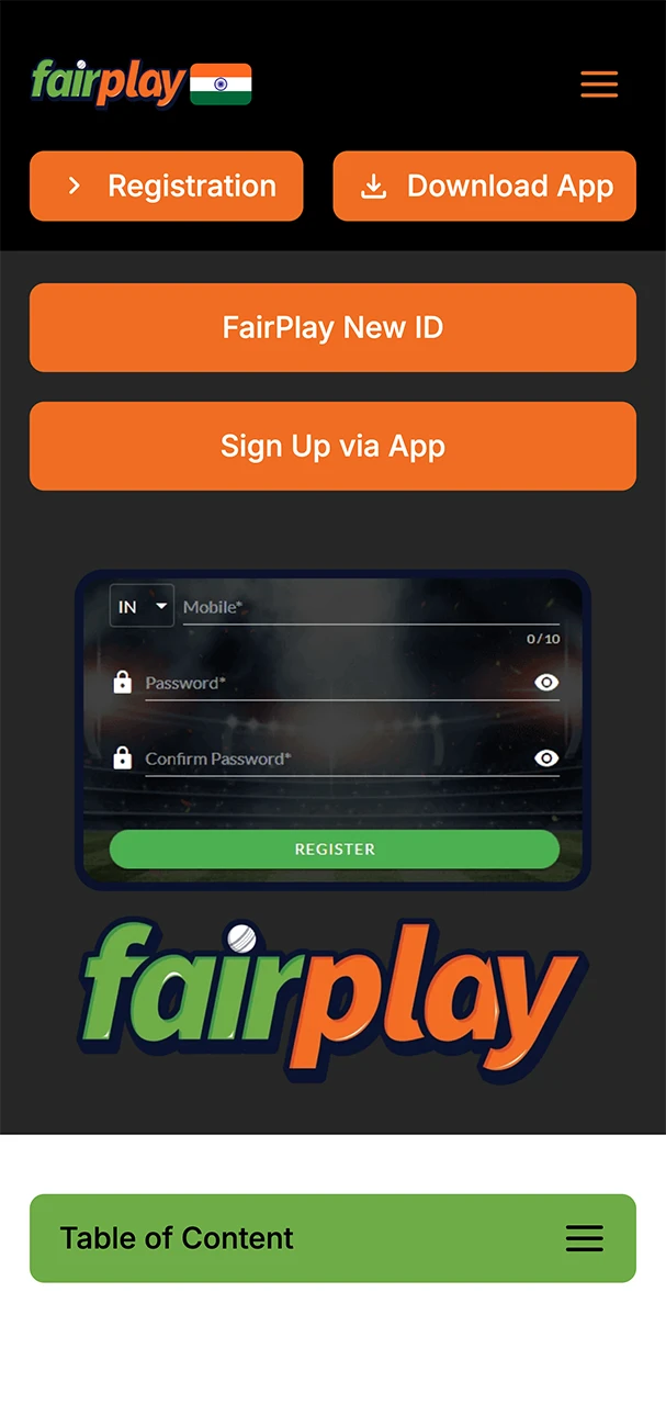Follow the link to start registering at FairPlay Casino.