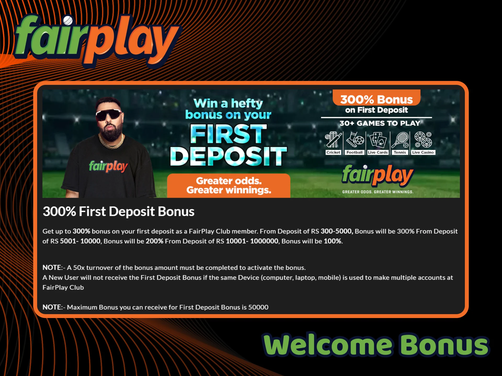 Get a welcome bonus after your registration at FairPlay.