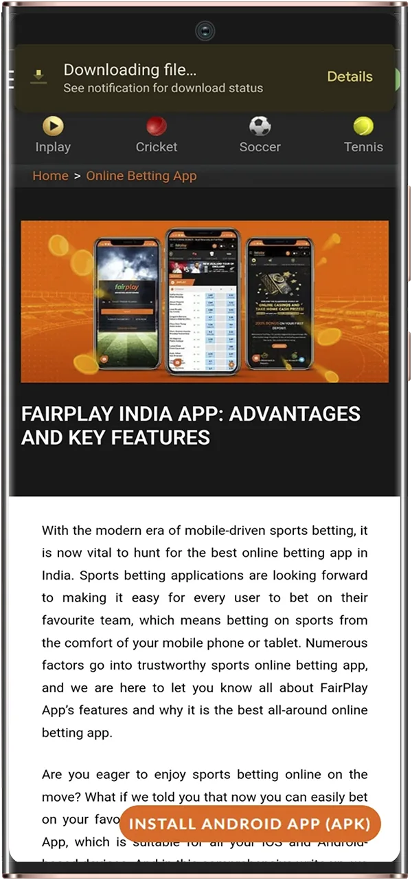 Confirm the FairPlay apk download and wait.