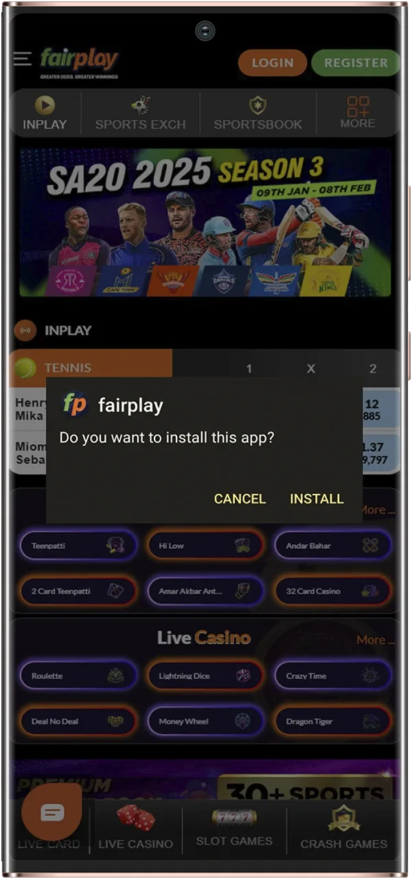 Open the FairPlay apk file and install the app.