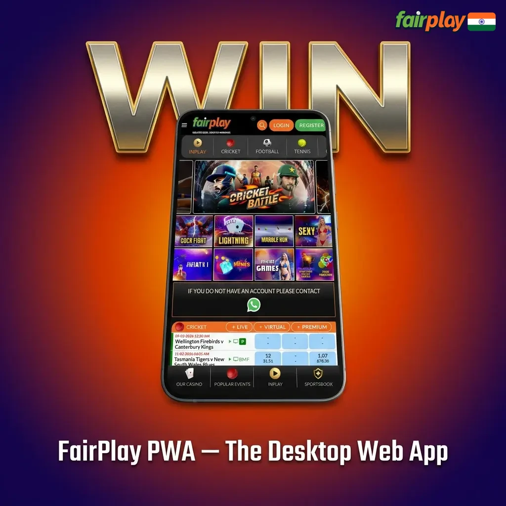 FairPlay PWA desktop web app running in browser with no installation, offering fast load times and full platform access