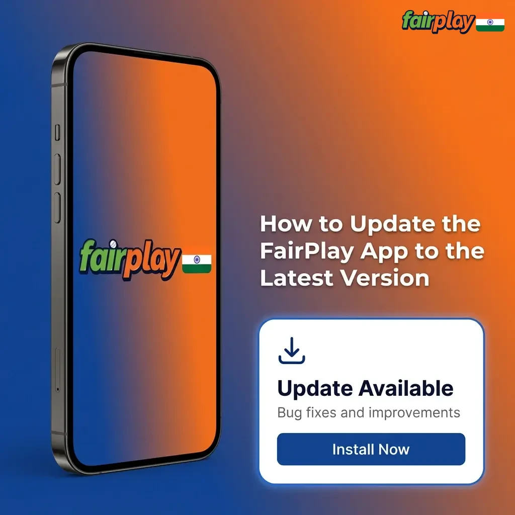 Smartphone screens showing FairPlay app update process on Android and iOS platforms