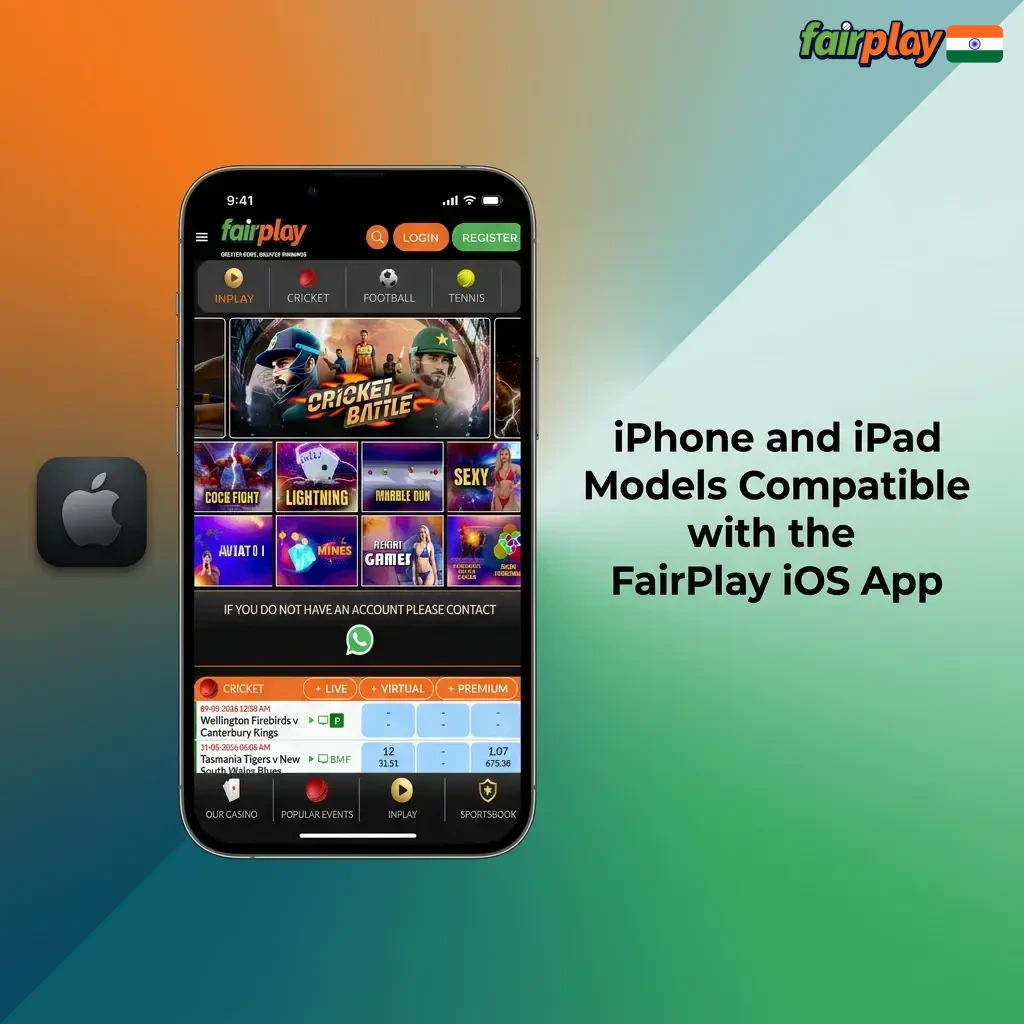 Apple iPhone and iPad models compatible with FairPlay iOS app, including iPhone 11-15 series and iPad Pro running iOS 13+