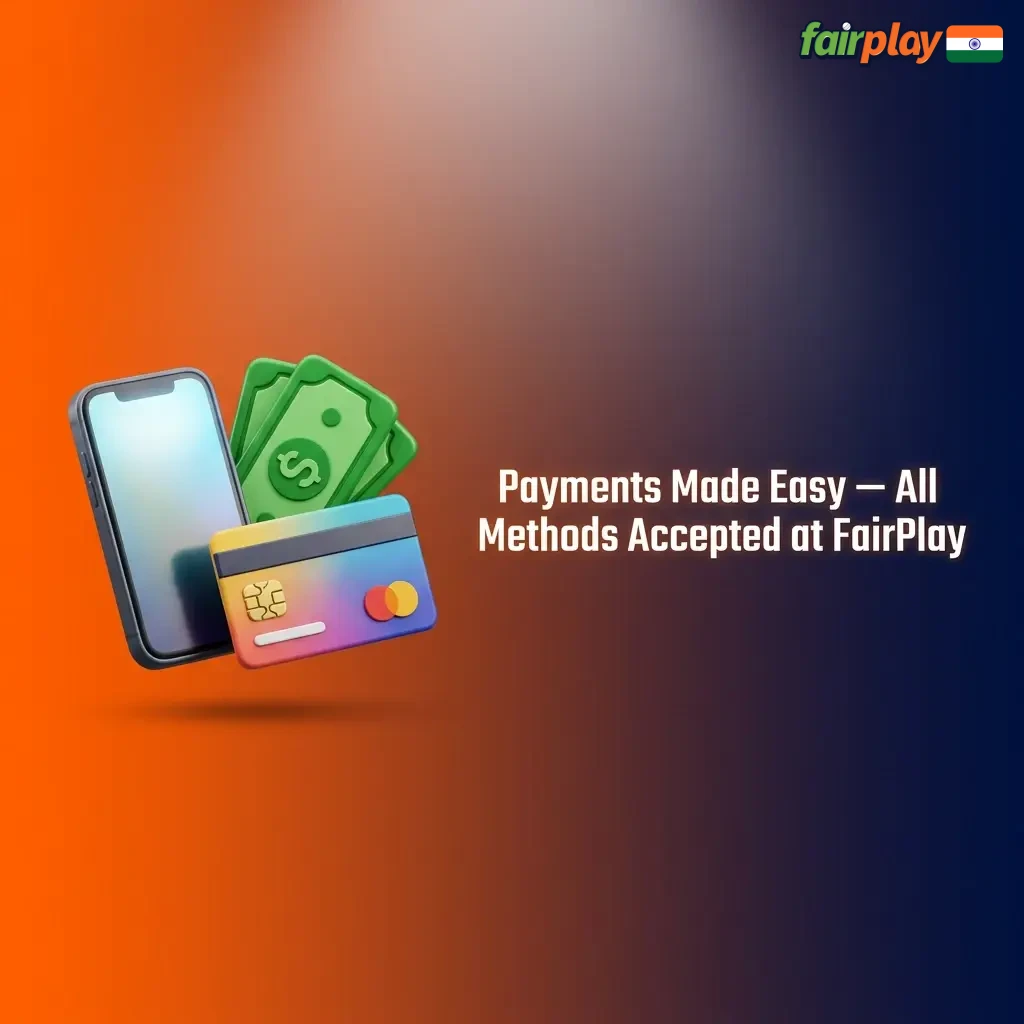 FairPlay payment methods including UPI, PhonePe, Google Pay, Paytm, Net Banking, and crypto for Indian players